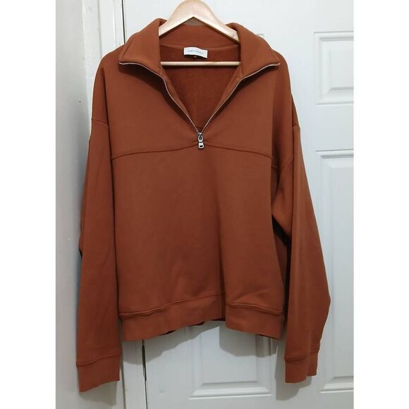 Ninety percent womens xl oversized 100% organic cotton sweatshirt rust brown - Picture 1 of 10